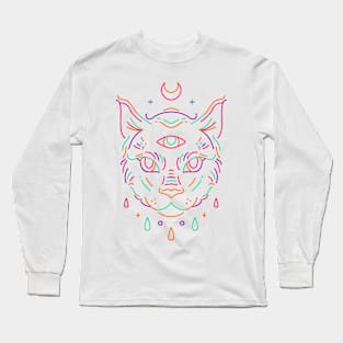 Triple EYE Cat Monoline Long Sleeve T-Shirt